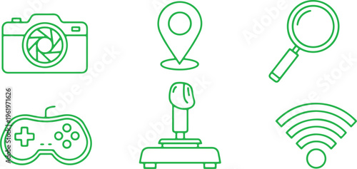 Collection of icons representing various modern digital and interactive activities