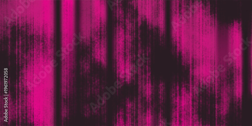 Magenta tech background with vertical signal distortion and dotted overlay. Abstract digital interference texture