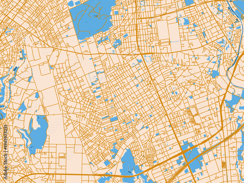 Naklejka premium Cartographic city illustration of Minamirinkan, Japan