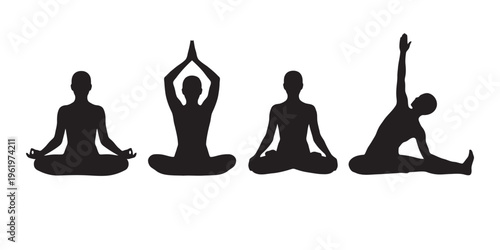Yoga Meditation Silhouette Set for International Yoga Day