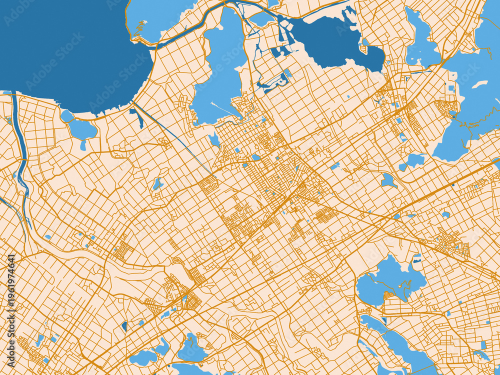 Fototapeta premium Geographic city layout of Omihachiman, Japan
