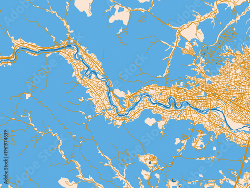 Cuadro en lienzo Street network map of Ome, Japan, featuring warm neutral map design featuring go