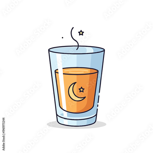 Glass Mug with Moon and Stars Design.