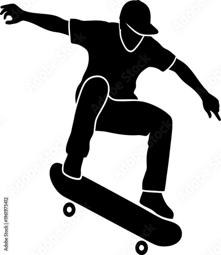 Silhouette of a skateboarder performing a trick