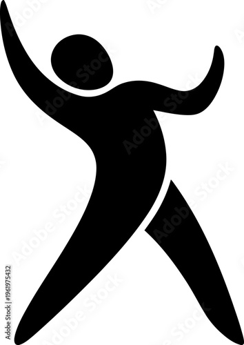 A black silhouette of a person in a dynamic dance pose