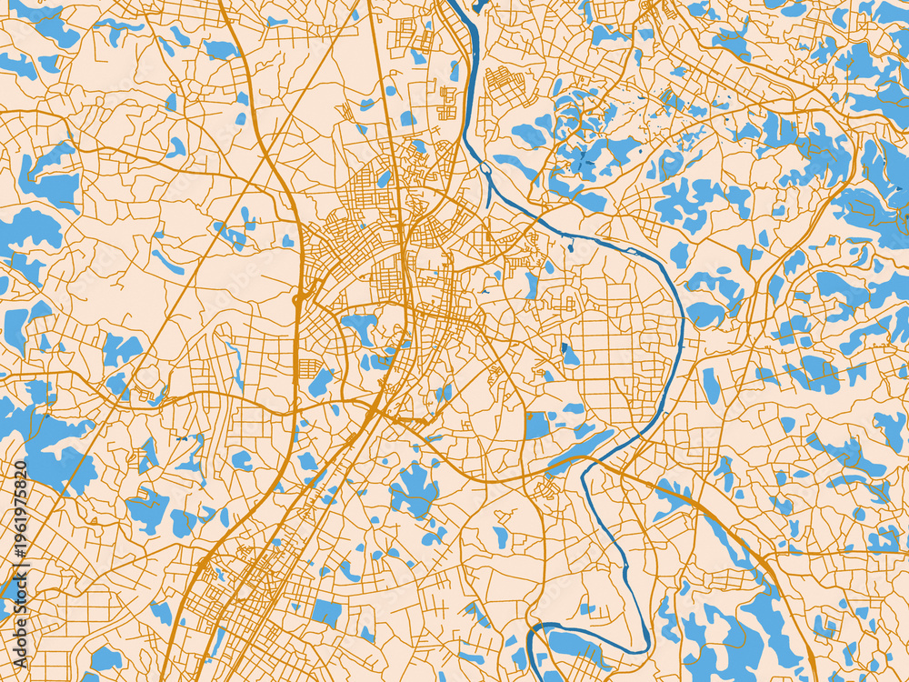 Fototapeta premium Street grid map of Sukagawa, Japan