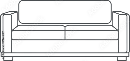 Minimalist outline illustration of a comfortable two-seater sofa, perfect for modern living room decor and interior design concepts, offering simple elegance for home furniture projects.