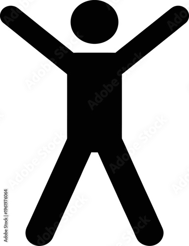 A stick figure jumping up with arms raised in celebration