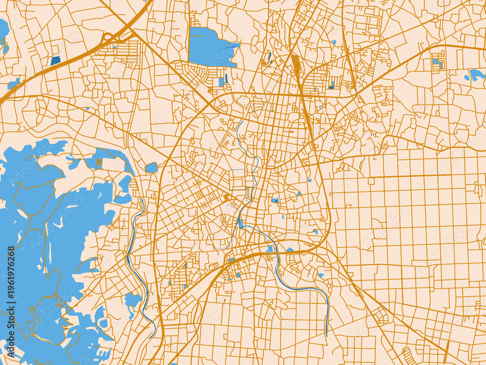 Fototapeta premium Cartographic city illustration of Tochigi, Japan