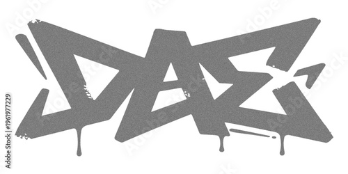 Bold Black Graffiti Tag with Spray Paint Drips on White Background Street Art Texture.