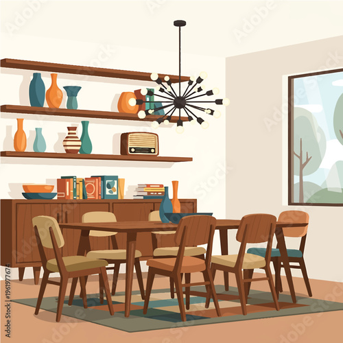 Mid Century Modern Dining Table and Chairs.