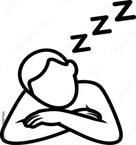 A person sleeping peacefully with zzz above their head