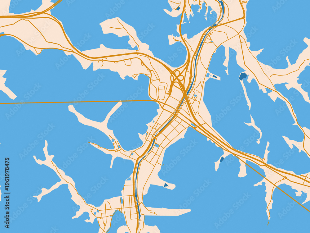 Fototapeta premium Road network map of Naeso, Republic of Korea