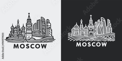 Moscow City Skyline Vector Art Illustration