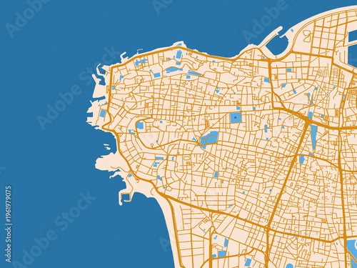 Bild auf Leinwand City cartography of Beirut City Center, Lebanon
