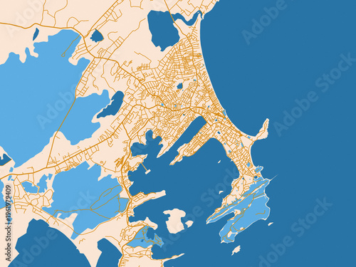 Bild auf Leinwand Minimal city map of Trincomalee, Sri Lanka with light cream and blue contrast