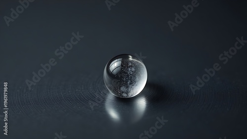 globule. Single droplet of mercury solidifying into a sphere on dark metal. STEM education sheets, lab safety posters, designed for STEM education and laboratory safety posters.