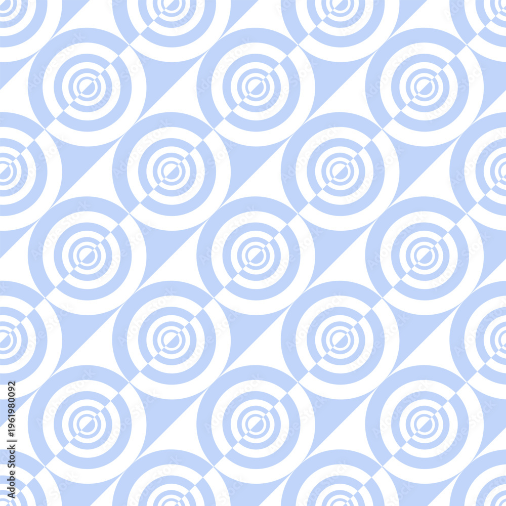 Fototapeta premium Abstract Seamlesss Diagonal Geometric Light Blue Circles Pattern.
