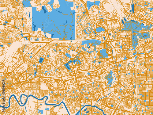Bilde på lerret Road network map of Shah Alam, Malaysia
