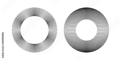 Set of Radial Geometric Circle Patterns for Decorative Round Frames.