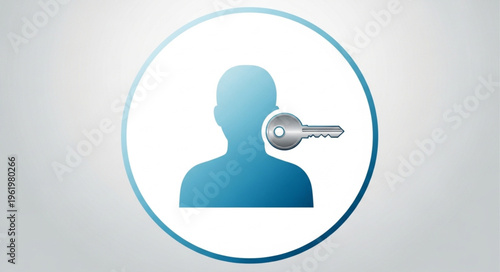 User Access Control - Silhouette with Key for Secure Authentication.