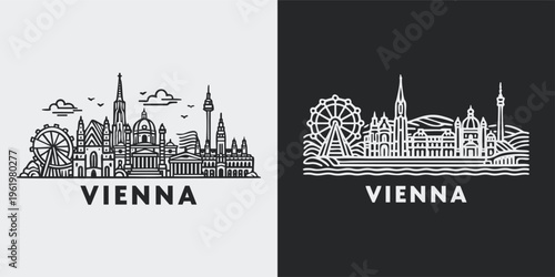 Vienna City Skyline Vector Art Illustration