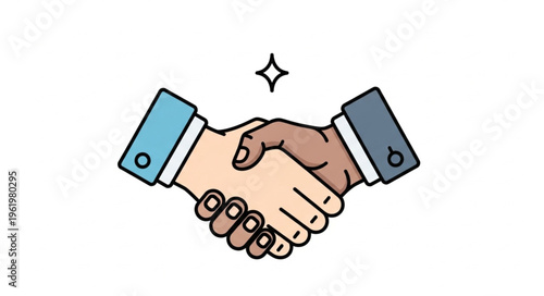 Illustration of a Business Handshake Symbolizing Agreement and Partnership.