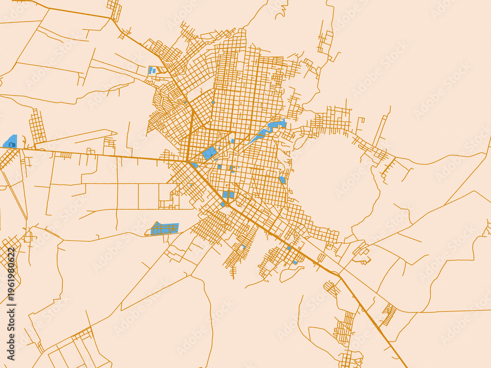 Fototapeta premium Urban planning style map of Apatzingan, Mexico