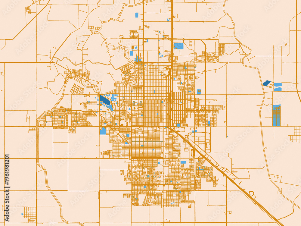 Fototapeta premium Minimal street plan of Ciudad Obregon, Mexico