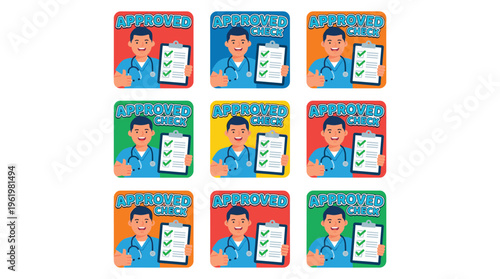 Clinical healthcare professional doctor approves medical results, ensuring patient wellness and successful health outcomes