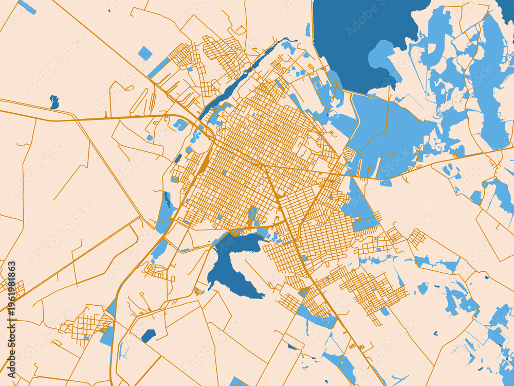 Fototapeta premium Urban cartographic illustration — Guamuchil, Mexico