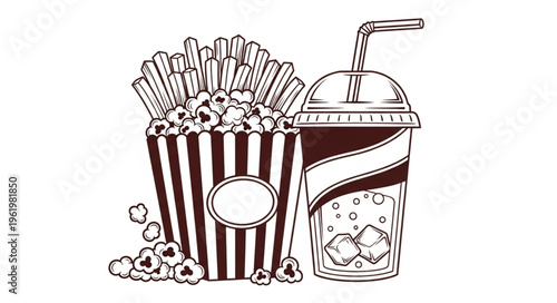 Popcorn, Fries, and Soda - A Classic Concession Stand Trio.