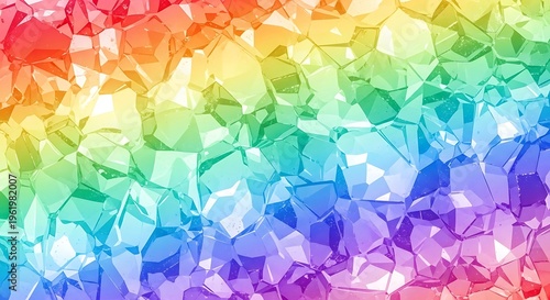 crystal-like abstract surfaces refracting rainbow gradient light, soft glow