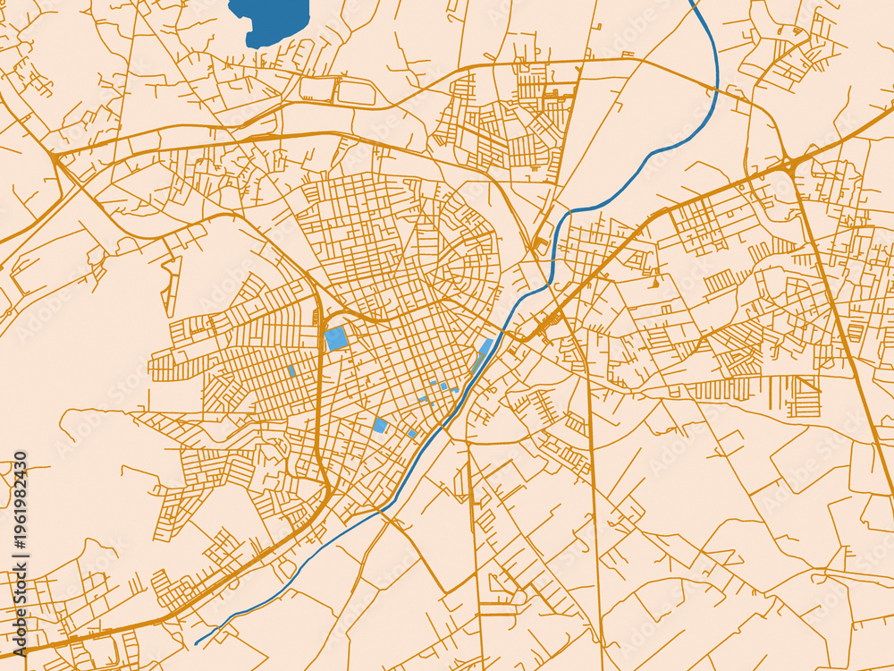 Fototapeta premium Geographic city layout of Lagos de Moreno, Mexico