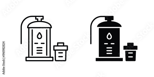 Sump Pump Outline and Solid Icon Collection for Plumbing Systems