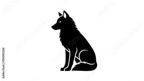 Domestic Dog Sitting Animal Vector Illustration