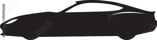 Sleek Luxury Coupe Silhouette - Modern Sports Car Vector Icon for Automotive Branding and Premium Vehicle Design