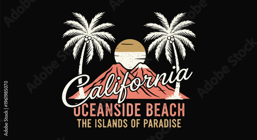 Vibrant Beach Design with Illustration against gradient background, perfect for travel brochures, event posters, and promotional graphics.