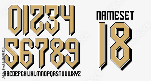 EDITABLE NUMBER SET NAME SET LUXURY RETRO MODERN NAMESET FOR JERSEY
