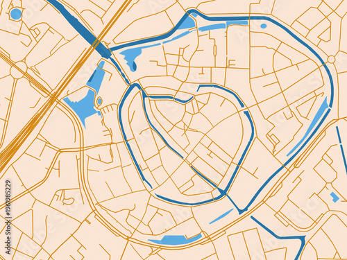 Fotografie Urban grid map — Amersfoort Centrum, Netherlands