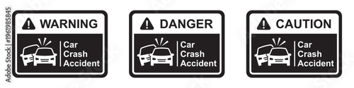 Car crash warning icon. Car accident icon, vector illustration