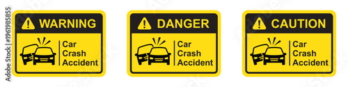 Car crash warning icon. Car accident icon, vector illustration