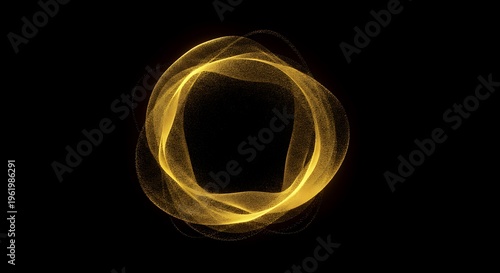 Swirling Golden Patterns Create a Shape in a Dark Space During a Digital Art Display