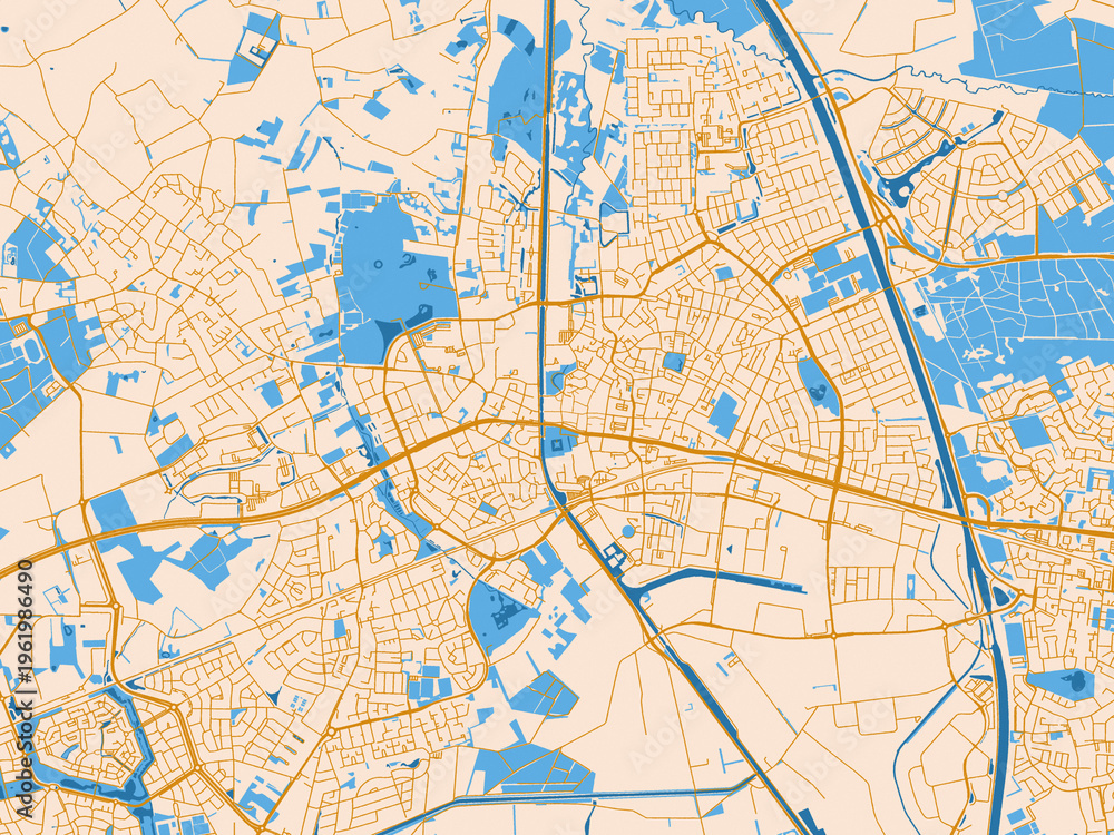 Fototapeta premium City street layout of Helmond, Netherlands