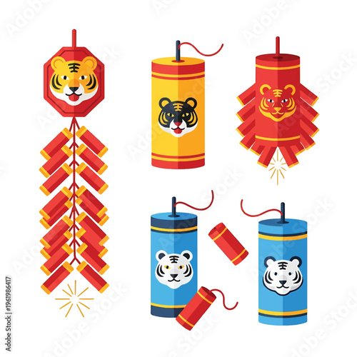 Colorful Fireworks with Animal Designs for Celebration.