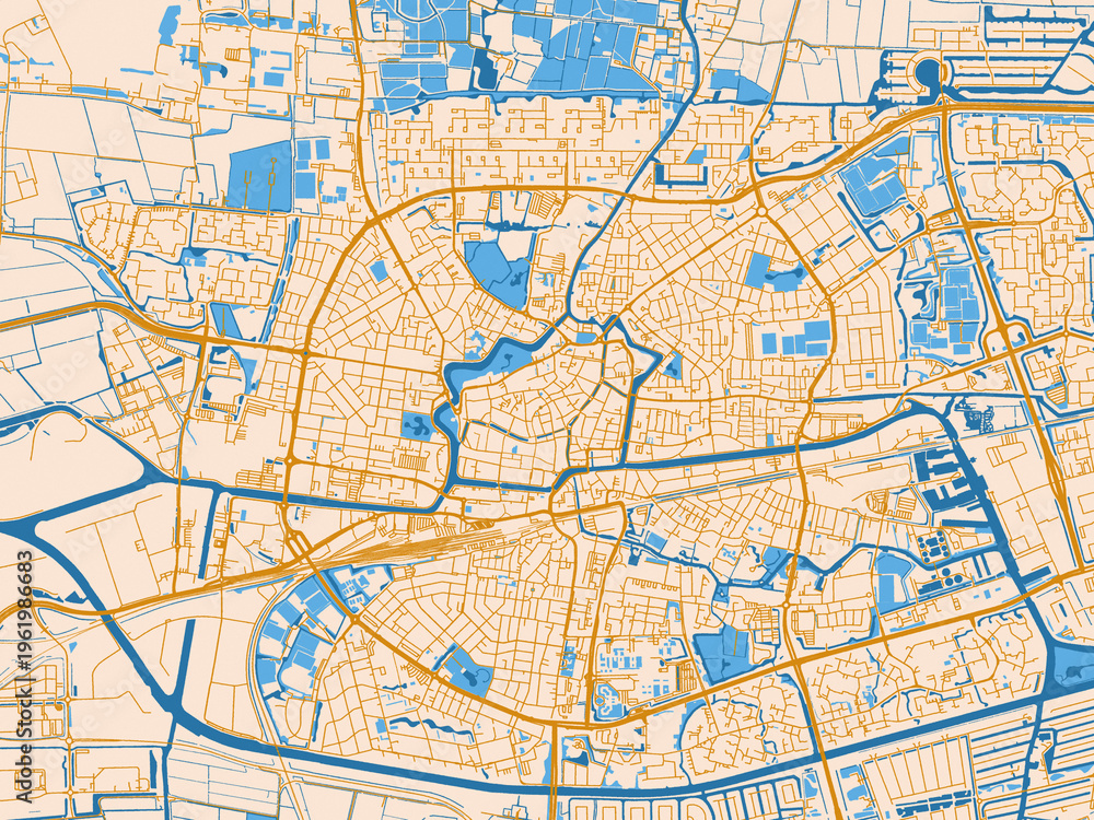 Obraz premium Leeuwarden, Netherlands – street map