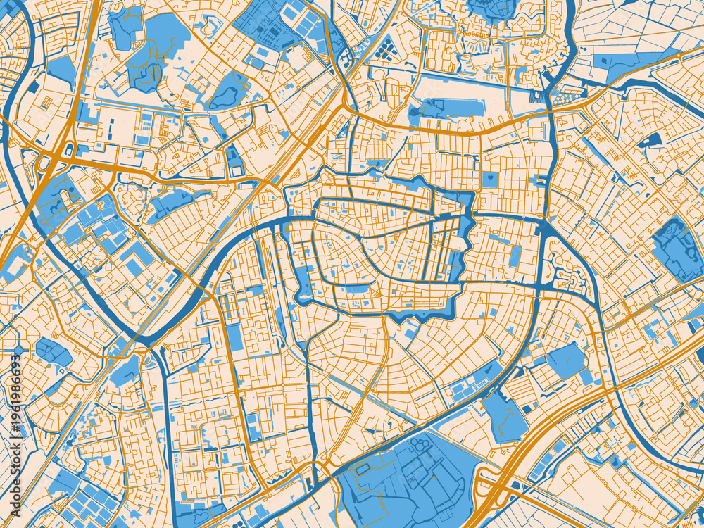 Fototapeta premium Street network map — Leiden, Netherlands