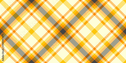 Cowboy textile pattern background, no people tartan fabric seamless. Workshop texture vector plaid check in light yellow and dark orange colors.
