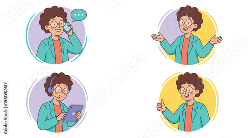 Friendly healthcare professional avatars showcasing various clinical patient support and medical consultation services