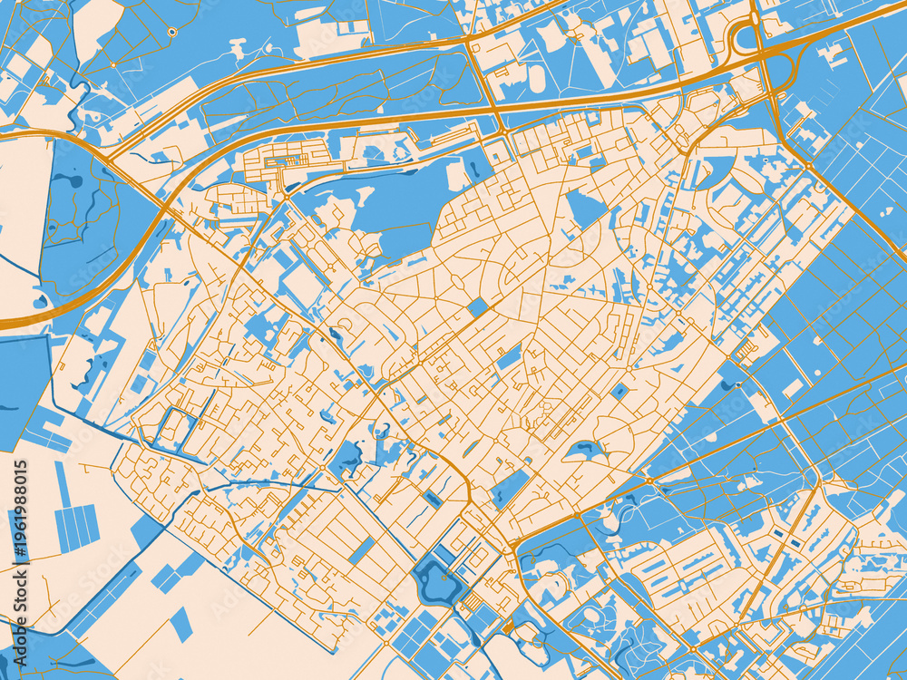 Obraz premium City layout poster — Zeist, Netherlands – light cream and blue contrast